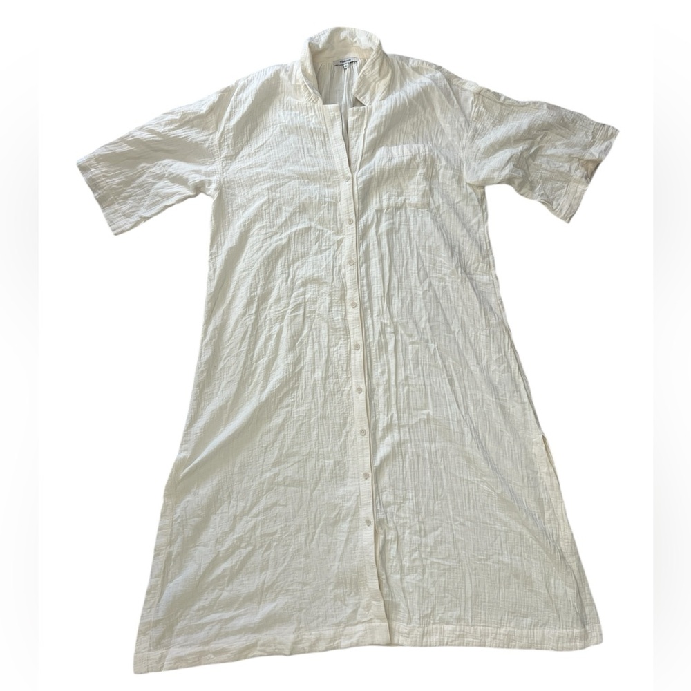 Madewell Cream Cover-Up Maxi Button-Down Oversized Shirt Dress 🤍